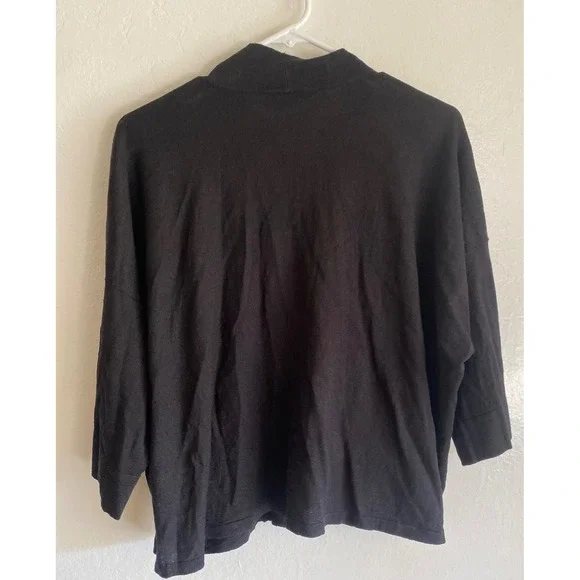 NEW Eileen Fisher Organic Linen Crepe Stretch Short Cardigan Black L/XL - Picture 6 of 12